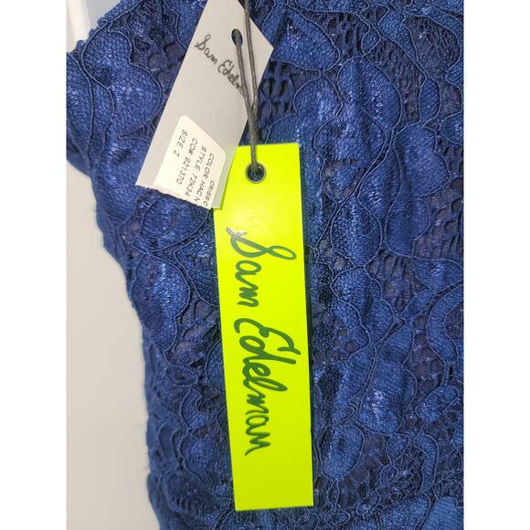 Sam Edelman Navy Blue Floral Lace Halter Midi Dress Size 2 NWT - Picture 6 of 12